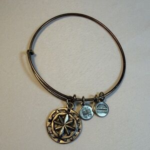 Alex and Ani Gold Bangle with Sunburst Charm